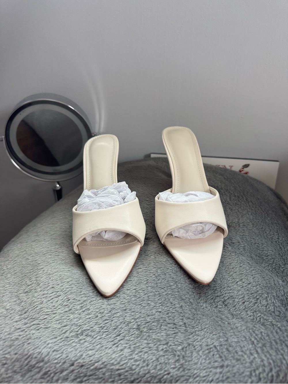 Amazon Women's Ivory Pointed Toe Slide Heels